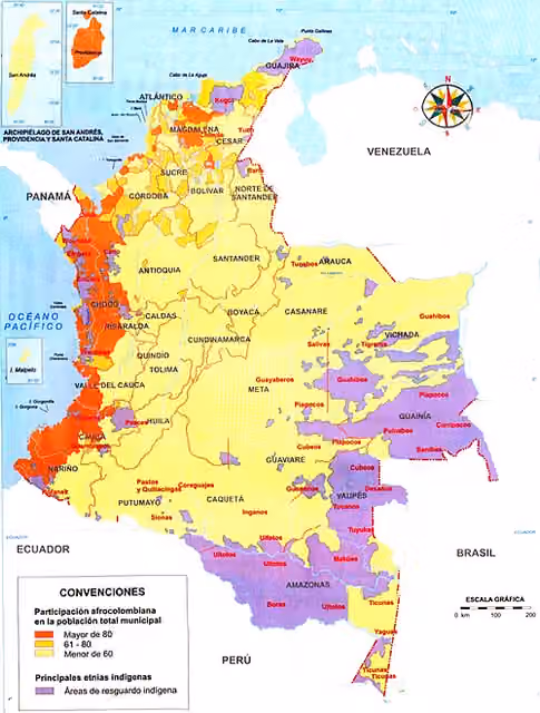 penduduk asli di Kolombia — mapa de ubicacion de los indigenas