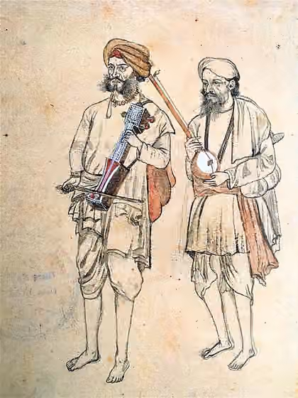 Folk music of Punjab — Two wandering jogis from Punjab, 1875.