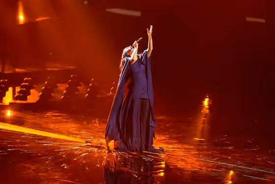 Music of Ukraine — Jamala representing Ukraine with the song 1944 during a rehearsal before the second semi final of the Eurovision Song Contest 2016 .