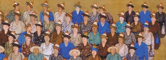 Dörbet Oirat — Dorbet and Choros delegation to the camp of the Chinese Qianlong Emperor in the Chengde Mountain Resort in 1754, in 萬樹園賜宴圖 1755