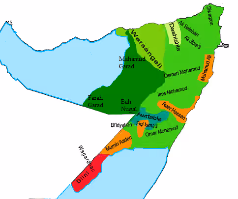Darod — Distribution of northern Darod sub-clans at turn of the 21st century in Puntland