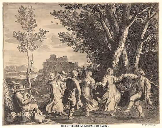 Branle — Le branle de Bouzonnet-Stella, Claudine, 1641-1697 Technique : taille-douce ; eau-forte ; burin