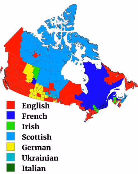 orang Eropa Kanada — Largest reported European ancestry in Canada by census division, 2021 census