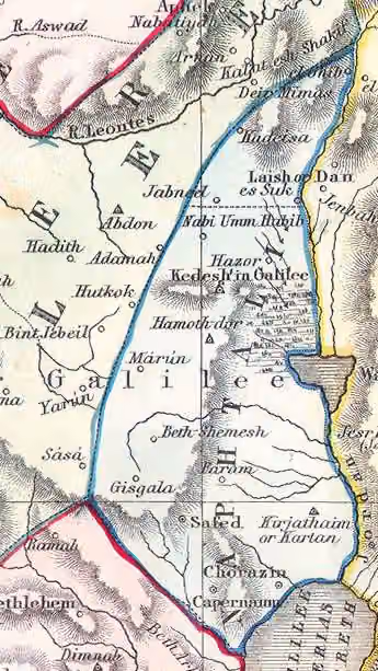 Suku Naftali — This beautiful hand colored map is a steel plate engraving of Israel / Palestine or the Holy Land.