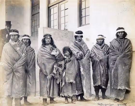 Tehuelche — Title: "Patagonian Giants." (Tehuelche Indians of Southern Argentina from the Department of Anthropology at the 1904 World's Fair.