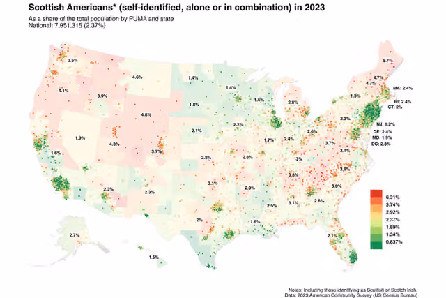 orang Skotlandia Amerika — Map of Scottish Americans in 2023