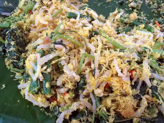 urap — Urap or Urab is Javanese vegetable salad in spicy shredded coconut dressing.