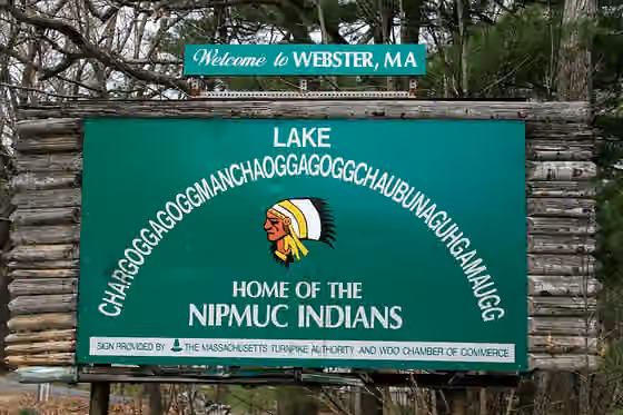 Webster/Dudley Band of Chaubunagungamaug Nipmuck Indians — Lake Chaubunagungamaug sign