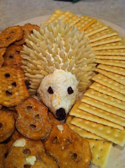 Cheese ball (hors d'oeuvre) — the hedgehog is made of cheese