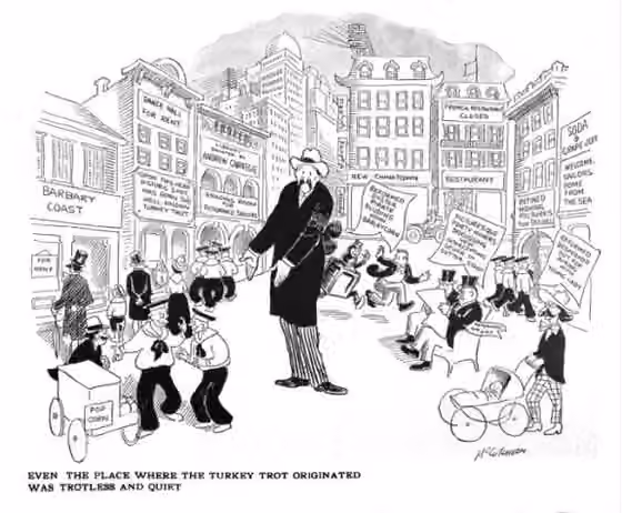 Turkey trot (dance) — "Even the Place Where the Turkey Trot Originated was Trotless and Quiet.", illustration p.