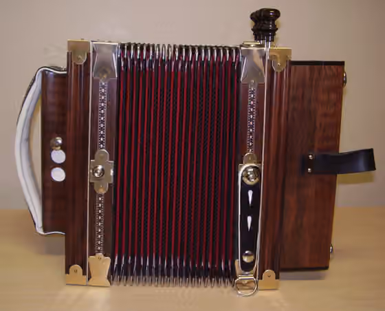 Music of Louisiana — A Marc Savoy Cajun Accordion built in Eunice, Louisiana .