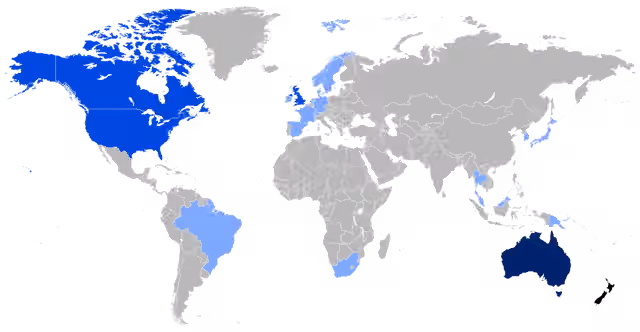 New Zealanders in the United Kingdom — Map of the New Zealander people around the world.