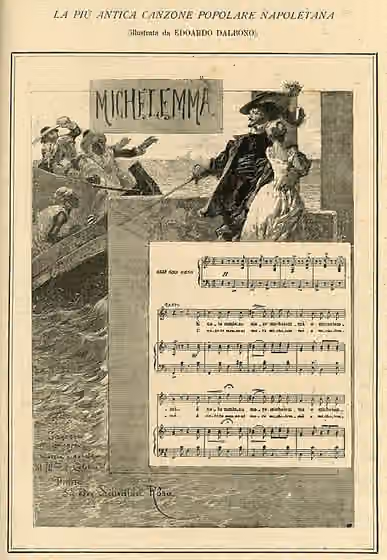 Canzone napoletana — La più antica canzone popolare napoletana (illustrata da Edoardo Dalbono).