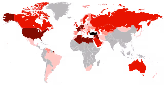 orang Turki — Map of the Turkish people around the world.