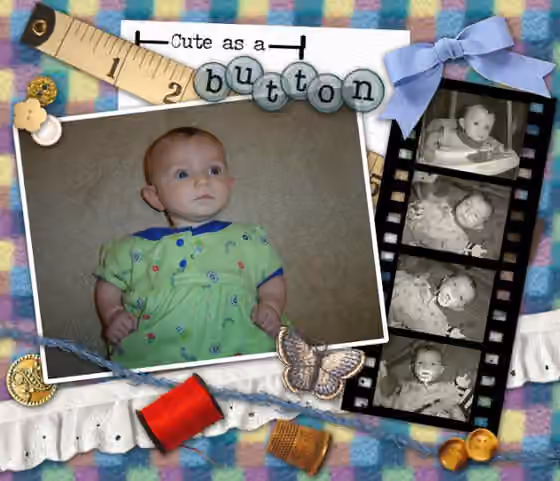 Kliping — Example of a digital scrapbook page created using Adobe Photoshop Elements 2.0 and photographs taken by Joy Schoenberger (the site has moved here ) using a Sony Cybershot digital camera .