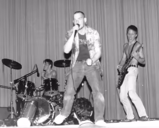Powerviolence — Hardcore/Grindcore band Siege, playing at a 'Battle of the Bands' at Weymouth North High School in 1984.