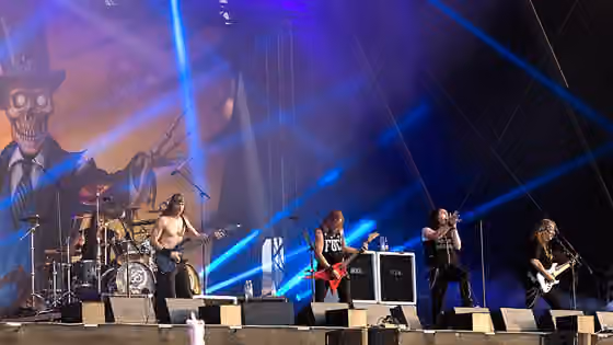 Musik power metal — The German speed and power metal band Gamma Ray at the Rockharz Open Air 2016 in Ballenstedt/Germany.