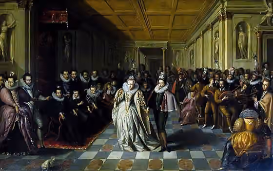 Ballet de cour — The painting depicts the wedding ball of the Duke of Joyeuse and Marguerite of Lorraine, in Paris on 24 September 1581.