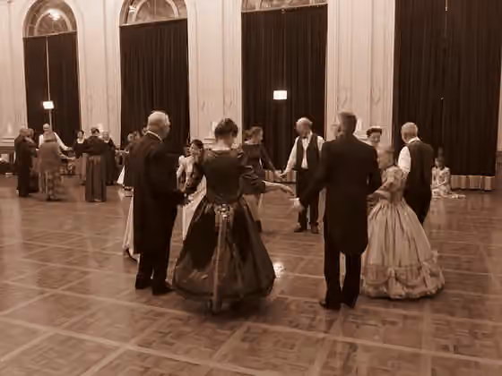 Sequence dance — Set dancing at Colonial Ball at the Albert Hall, Canberra presented by the Monaro Folk Society Sepia setting (2016