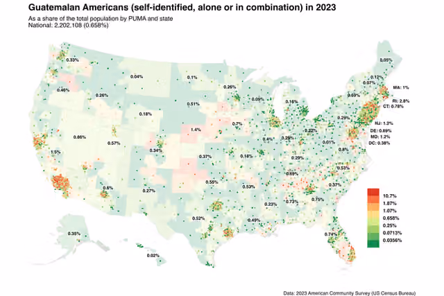 Guatemalan Americans — Map of Guatemalan Americans in 2023