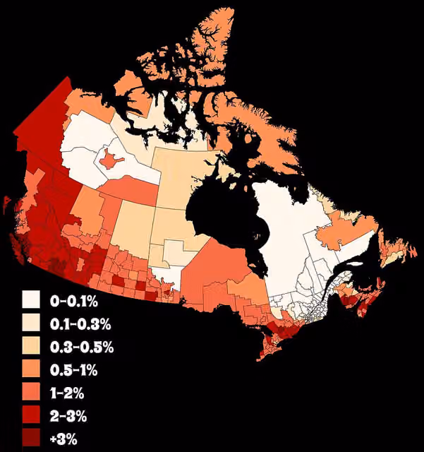 Welsh Canadians — Population distribution of Welsh Canadians in Canada by percentage of total population by census division, 2021 census