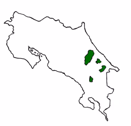 Cabécar people — Mapa de Costa Rica con las regiones donde se habla cabécar, lengua indígena.