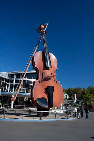 Cape Breton fiddling — World's largest fiddle on the Sydney waterfront in Cape Breton, Nova Scotia, Canada.