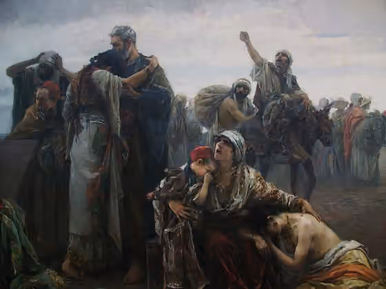 Morisco — Detall del quadre L'expulsió dels moriscos (1894), Gabriel Puig Roda (Tírig 1865-Vinaròs 1919), Museu de Belles Arts de Castelló.