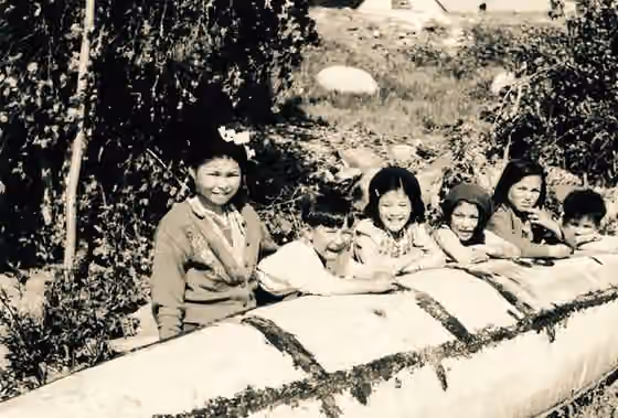 Chipewyan — 'Kids by canoe' ~ (Dene) ~ La Loche, Sask 1943