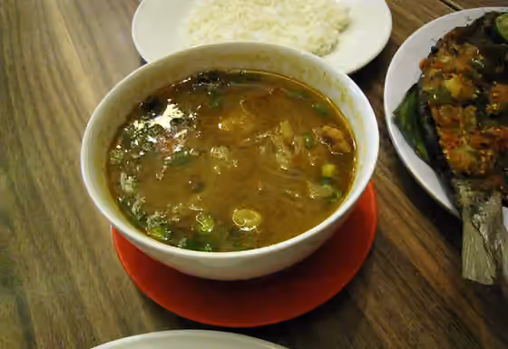 Sop saudara — Sop Saudara, a Makassar-Bugis cuisine spicy beef soup, sometimes added with offals.