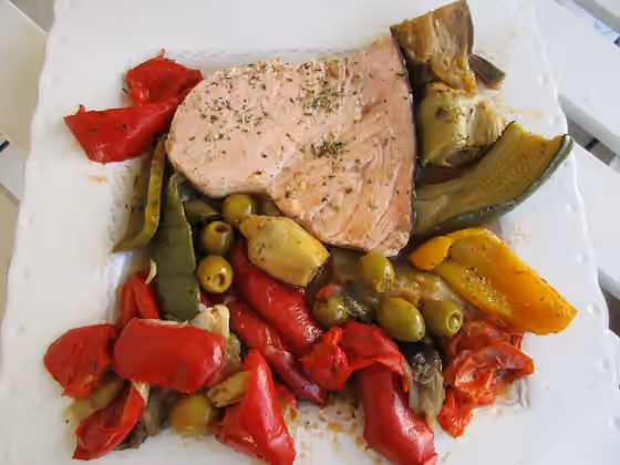 Masakan Provence — Espadon, et poivron grillé à l'huile d'olive