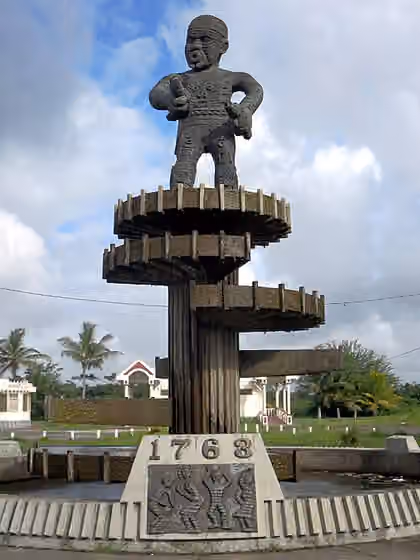 Afro-Guyanese — Photographers caption: "The 1763 Monument on Square of the Revolution in Georgetown, Guyana, was designed by local artist Philip Moore.