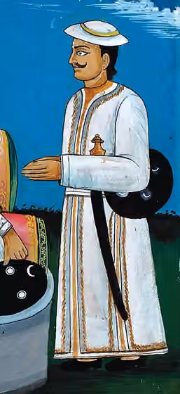 Shreepali — King of then Gorkha later Nepal, Prithvi Narayan Shah (1723-1775) with Senapati Shivaram Singh Basnyat (died 1747)