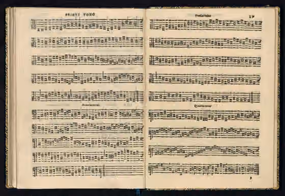 Plainsong — " Cancionero de Upsala " (55-58) : Canto llano (" Primus tono ", " Secundus tonus ", " Tertius tonus " y " Quartus tonus ").