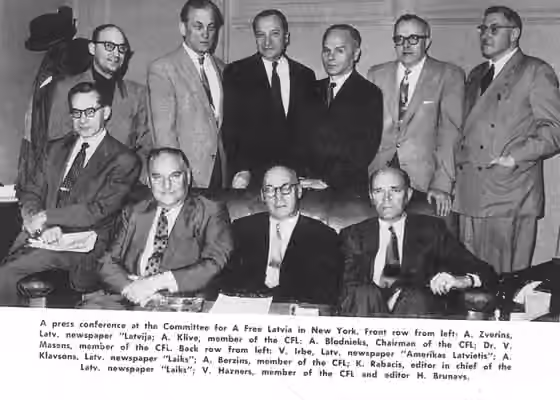 Latvian Americans — A press conference at the Committee for The Free Latvia in New York.