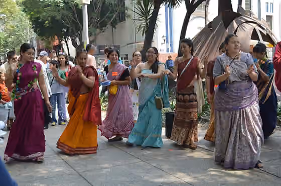 Indian Mexicans — Hare Krishnas dancing at the Feria de las Culturas Amigas in Mexico City