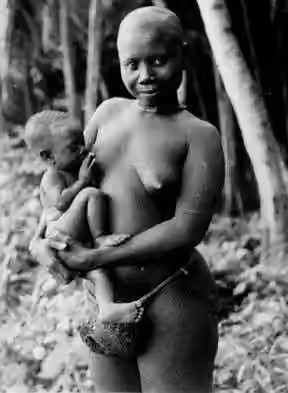 Suku Onge — A young Onge mother with her baby.