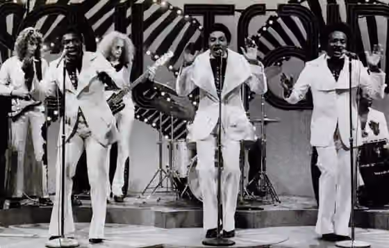 Philadelphia soul — Photo of the O'Jays performing on the television program Soul Train .