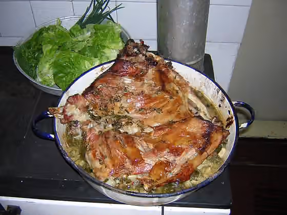 Hidangan Balkan — Roast lamb, a traditional Bulgarian dish for St.