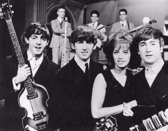 musik rok — Lill-Babs, The Telstars and The Beatles took part in the Swedish show Drop-In in 1963.