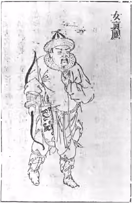 orang Jurchen — A late Ming-dynasty (1368–1644) woodblock print depicting a Jurchen tribesman.