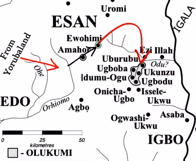 Olukumi people — Migration pattern of the Olukumi People