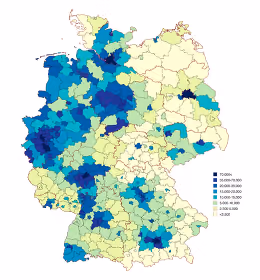 Asians in Germany — Distribution of people with roots from the Asian continent in Germany.