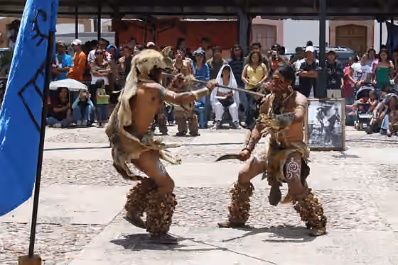 Chichimeca Jonaz people — W:Chichimeca Jonaz Indians perform ritual dance at Mineral de Pozos, W:Guanajuato, Mexico