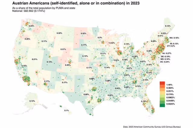 Austria Amerika — Map of Austrian Americans in 2023