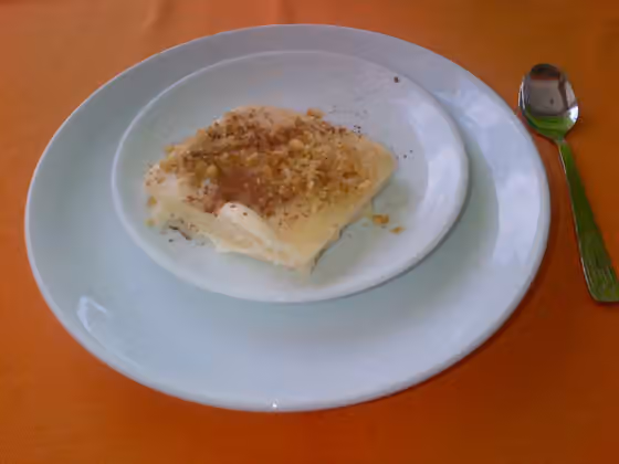 Muhallebi — Turkish muhallebi, normally comes in indivual bowls, but this one was cut as a portion from the larger recipient.