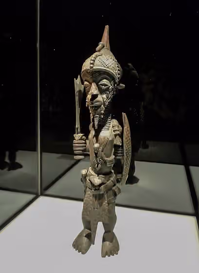 Lulua people — Male figure (leopard chief), Democratic Republic of Congo, Luluwa; 19.