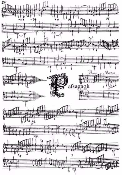 Passacaglia — Facsimile of a page from the original edition of Selva di varie compositioni by Bernardo Storace (fl.