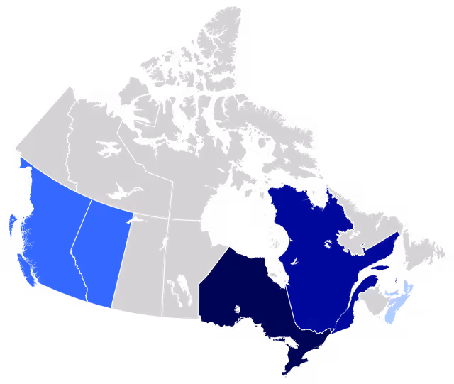 West Asian Canadians — Map of West Central Asian and Middle Eastern Canadians by province.