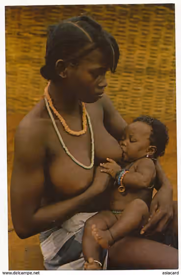 Biafada people — Postcard: FotoSerra No 125 - Refeição do bebé (Biafada) - Fulacunda